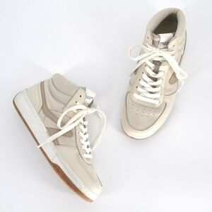 Rag & Bone Retro Court Mid Sneakers Goat Nubuck Leather Cream Grey Women's 36.5